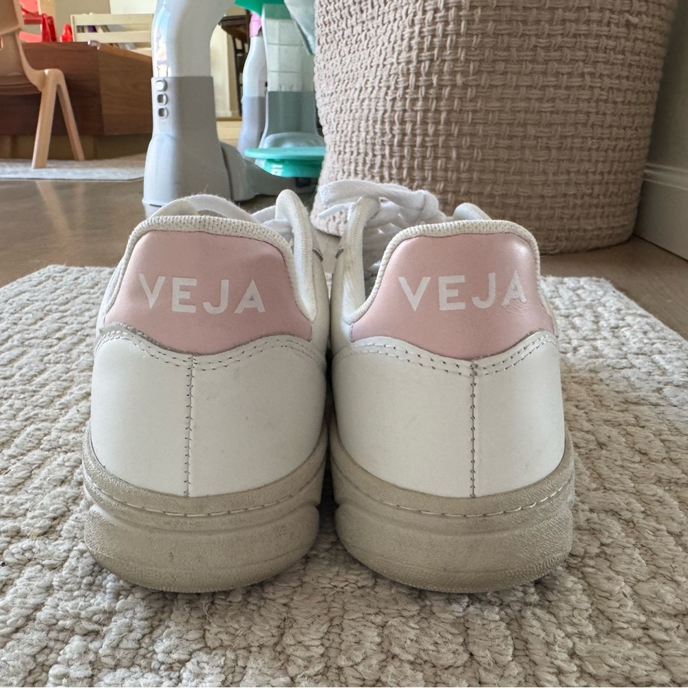 Veja White Sneakers with Pink Details